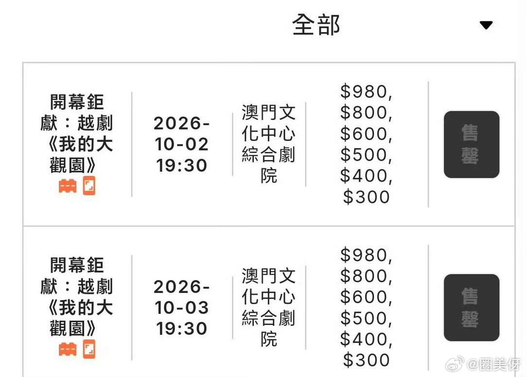 众所周知我的大观园场场售罄，台湾省售罄，澳门也售罄，陈丽君已经不仅仅是流量这么简