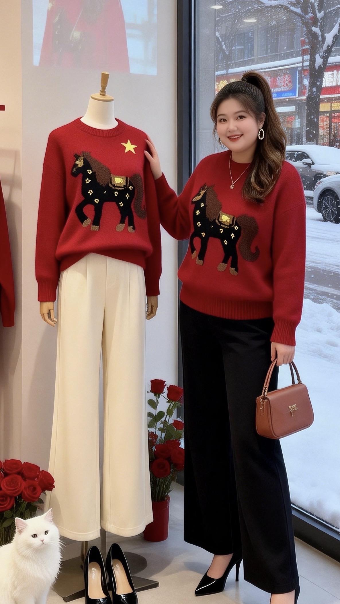 大码女装 红色毛衣 新年穿搭 冬日穿搭一周不重样微胖女生冬日衣服测评