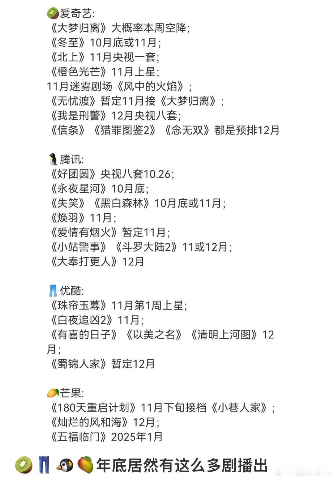 掐指一算，2024年已经快结束了！今年还会有爆剧诞生吗[吃瓜] ​​​