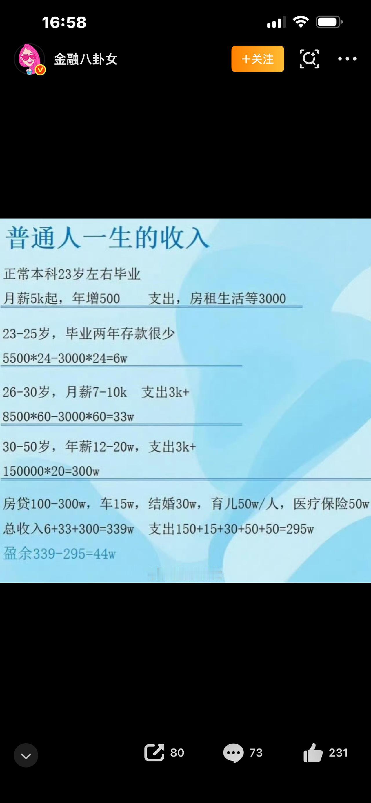 普通人一生总收入曝光，看完瞬间沉默，一生奔波只为碎银几两

视频文案（开头钩子+