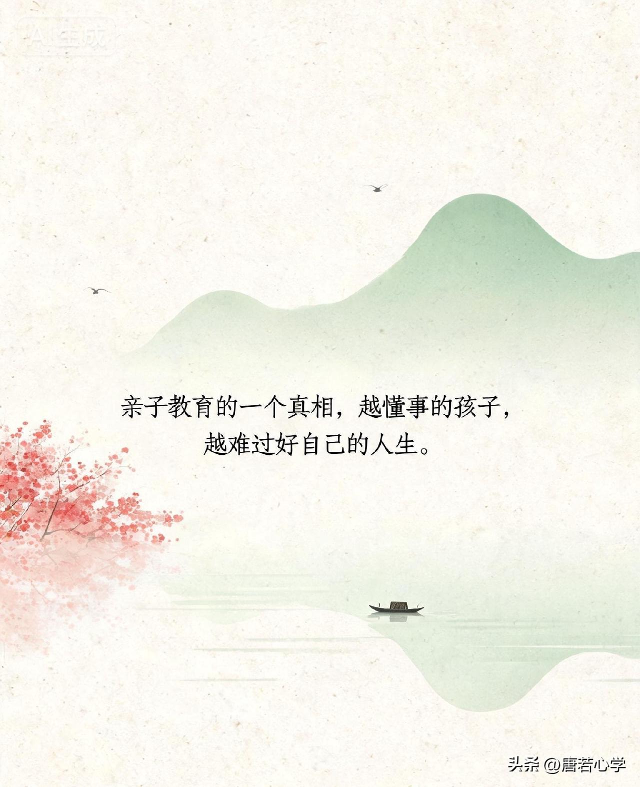 亲子教育的一个真相，越懂事的孩子，越难过好自己的人生。

心理学家温尼科特说过一