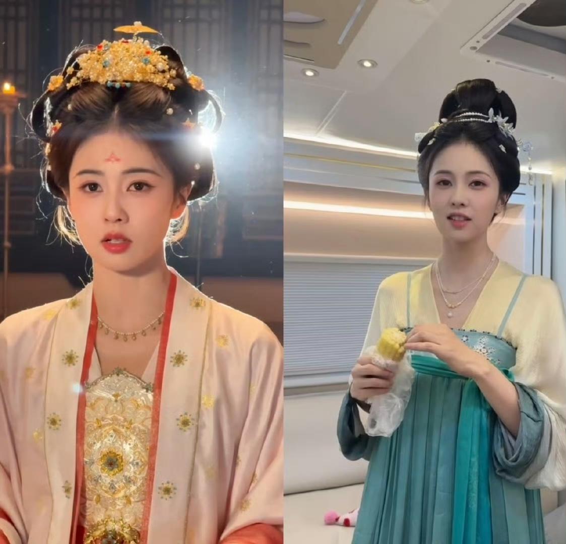 白鹿这阵子的状态变化真挺打眼的。瘦没了
拍《唐宫》那阵儿，三四月份时脸上还带着点