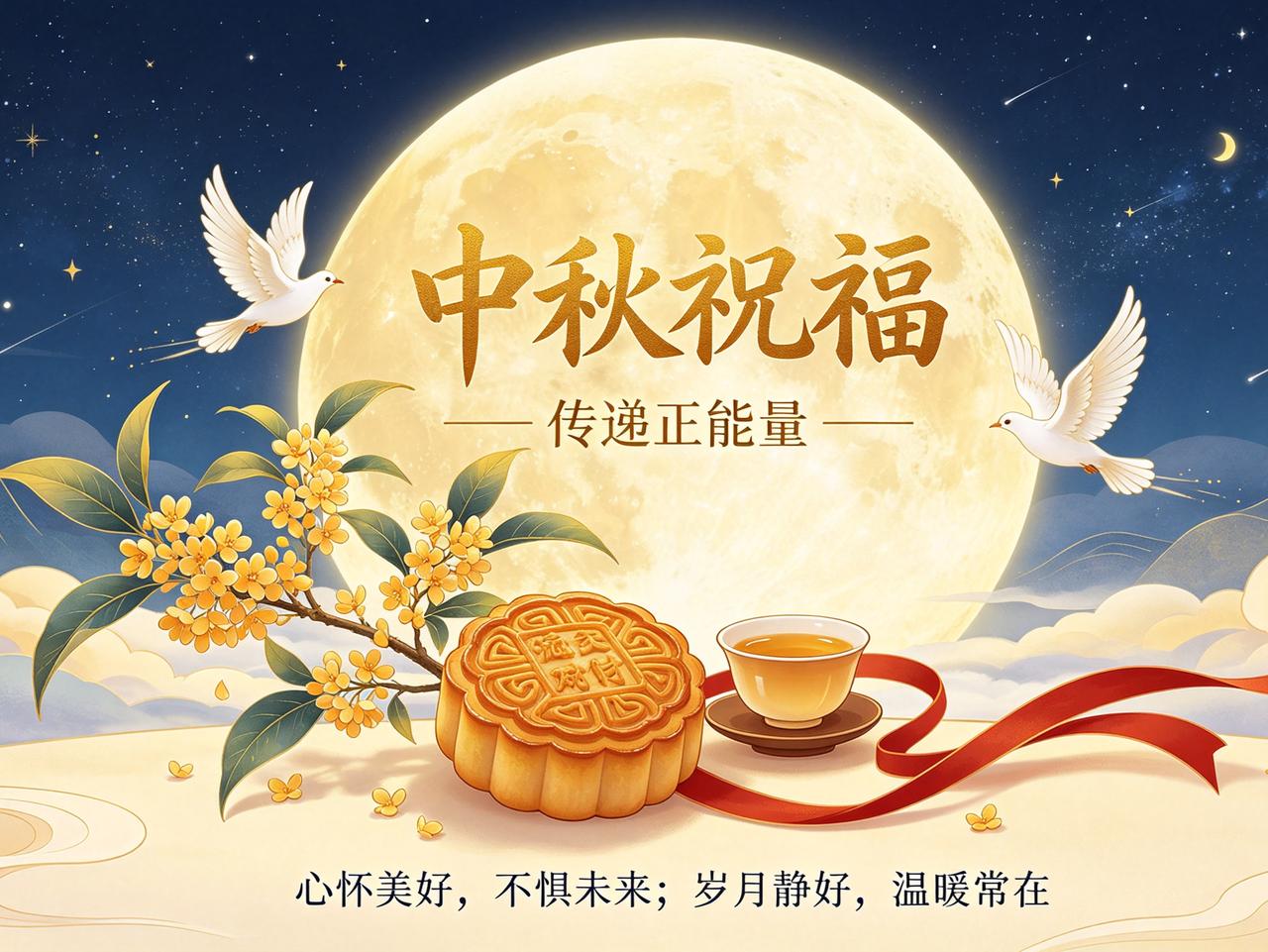 中秋•顺遂
月圆人安，顺遂无忧
花好月圆，喜乐安康
中秋团圆，万事顺意
月满人圆