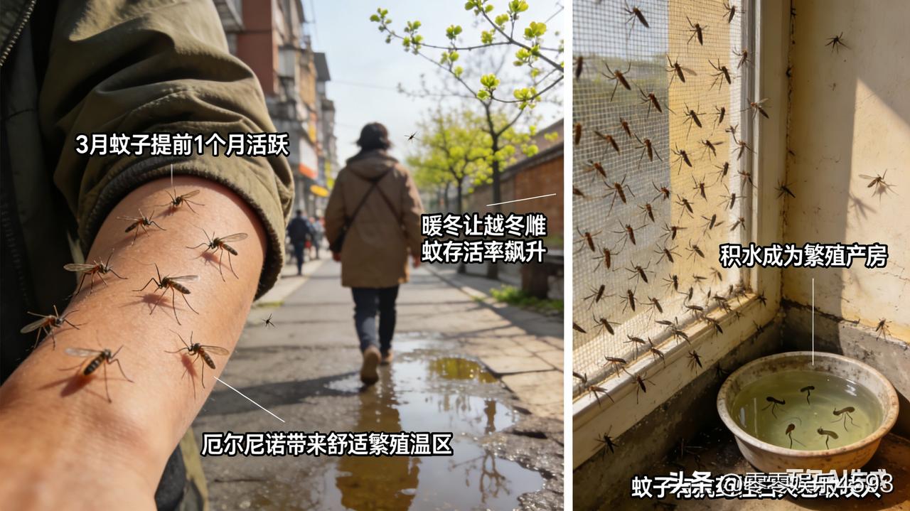3 月北方街头惊现蚊子嗡嗡作响，南方网友被叮到凌晨爬起来打蚊子！今年蚊子简直成了