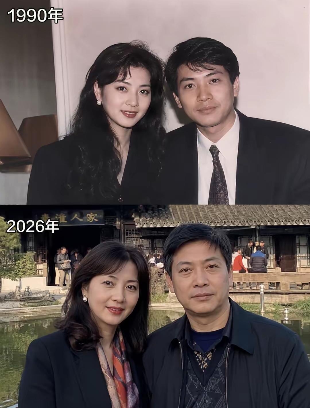 三十六年的相守，时光流转，真情不变，郎才女貌！
终身白头到老