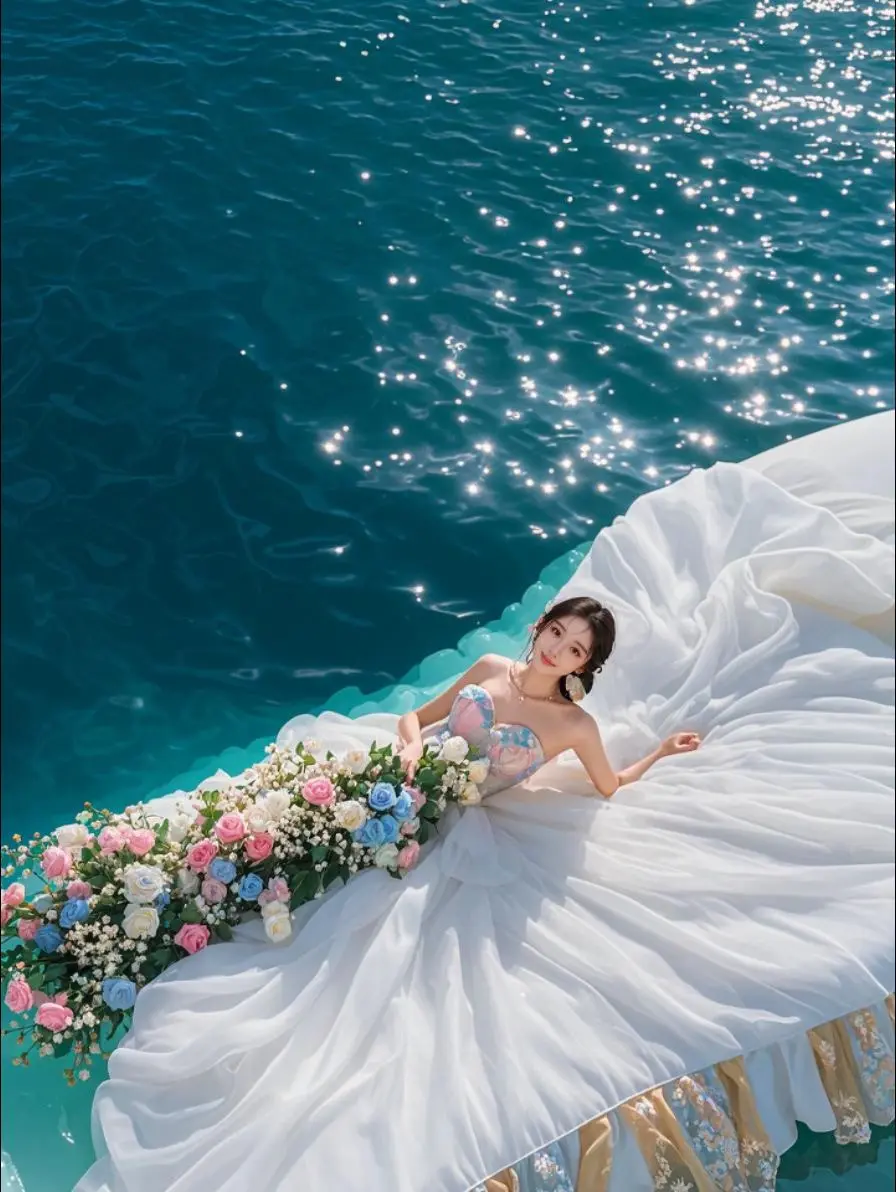 AI波光花畔影 原来ai写真可以这么美 人生总得有一套ai写真吧 谁拍...