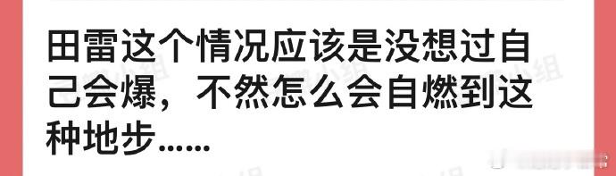 田雷自燃式爆火，意料之外！曾光明正大置顶嫂子，似想红却未料真能红。下海剧众多，爆