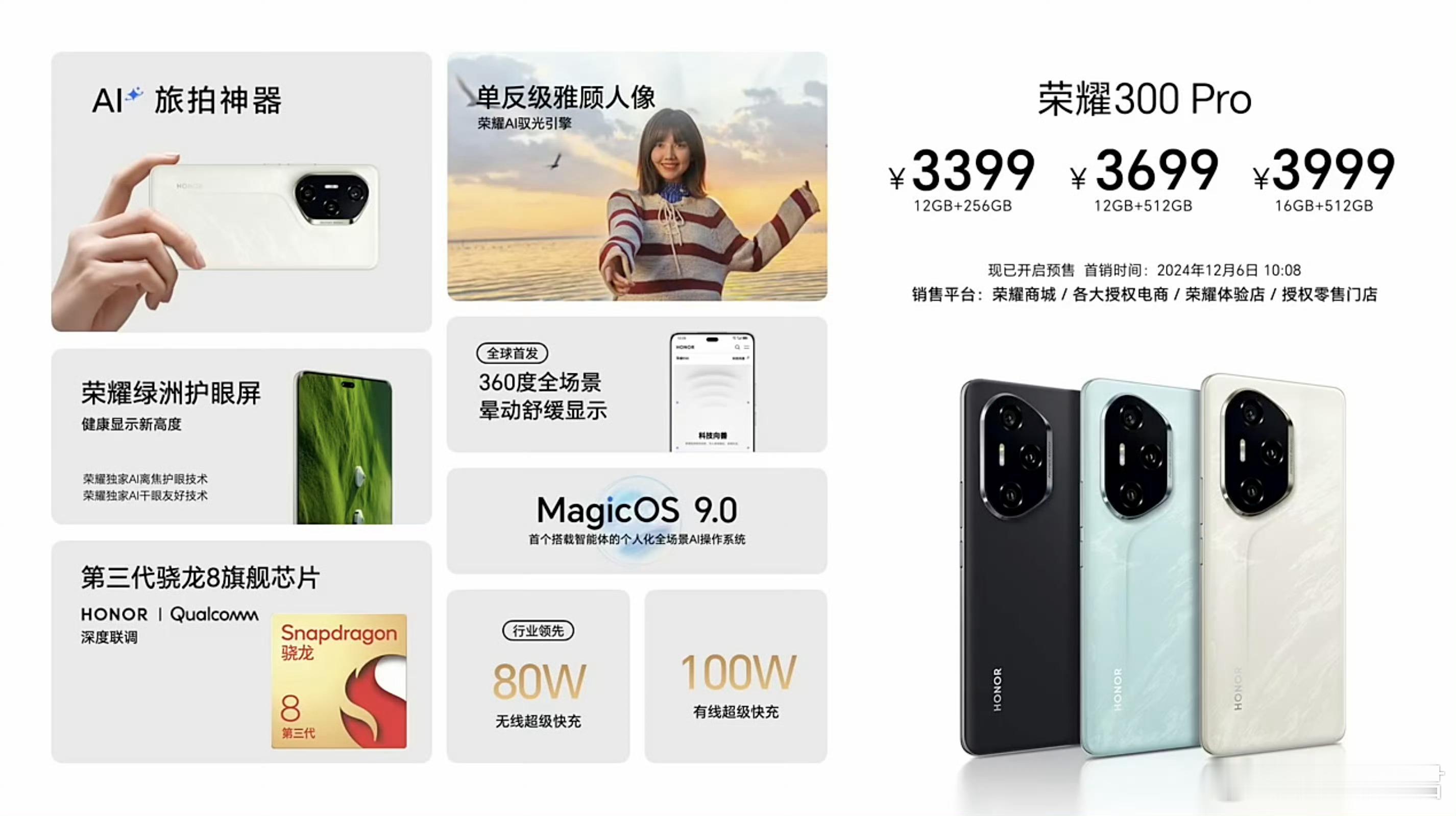 荣耀300系列正式发布：标准版2299元起/Pro版3399元起/Ultra 版