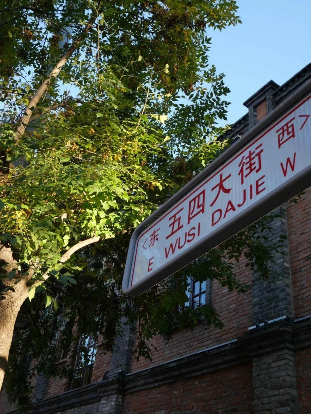 北京五四大街的秋天是最有北平味的，漂亮的黄色大树，漂亮的小姐姐，红楼，黄叶。
五