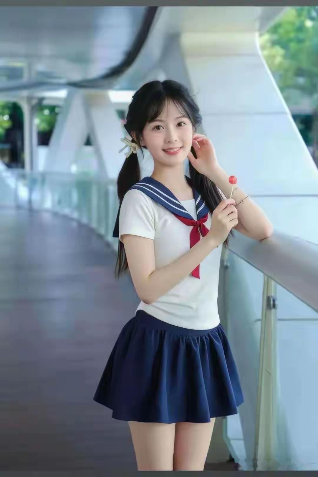 青春少女在现代校园的甜美瞬间📸