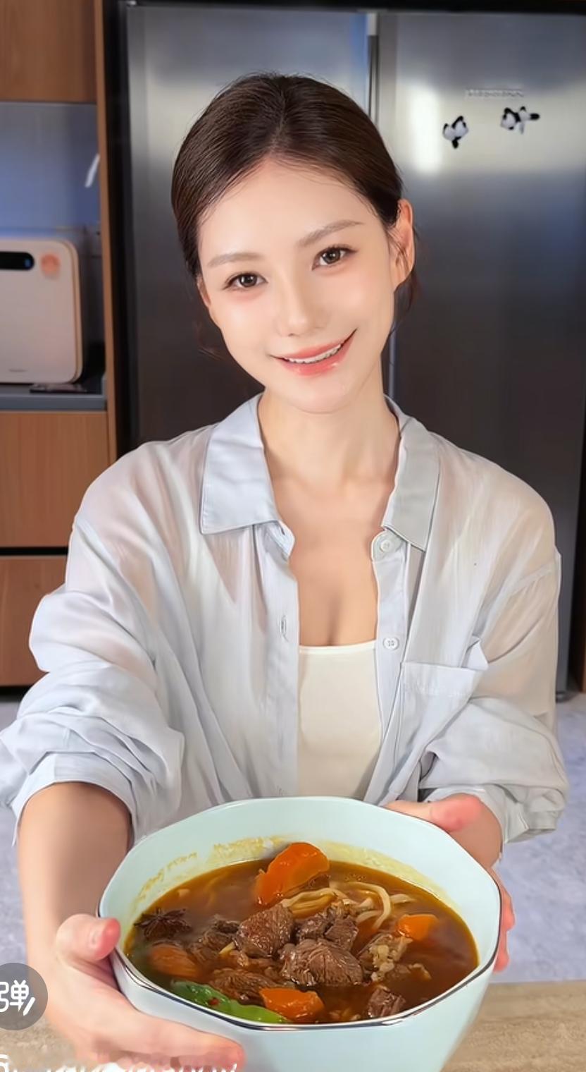 马筱梅版红烧牛肉面来喽。
马筱梅深夜直播时汪小菲细心投喂，为她点羊肉串。而休息日