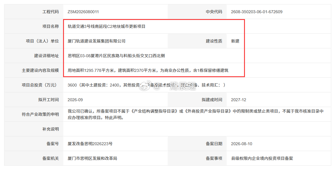 厦门地铁 3号线南延段首批城市更新大致的区域 