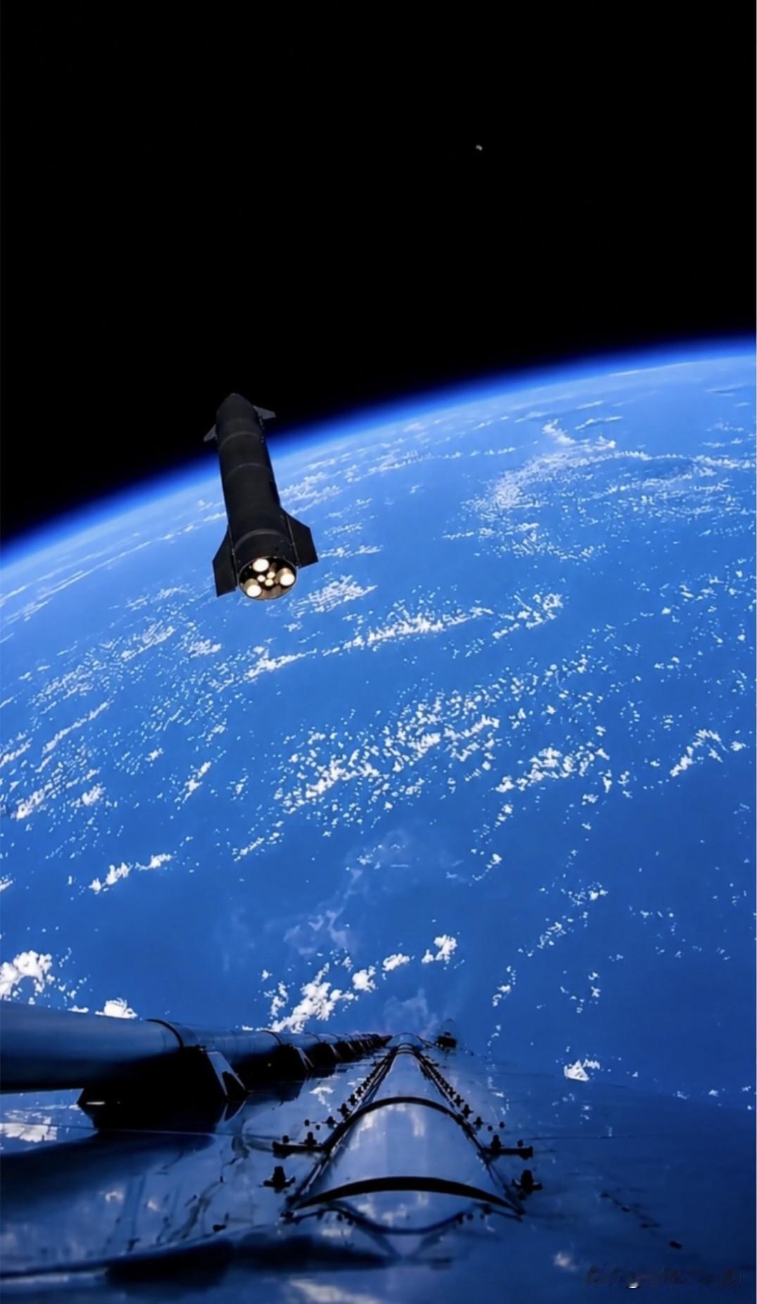 牛，这画面有点像未来的预演，二次点火调整完方向，向着火星一路而去！