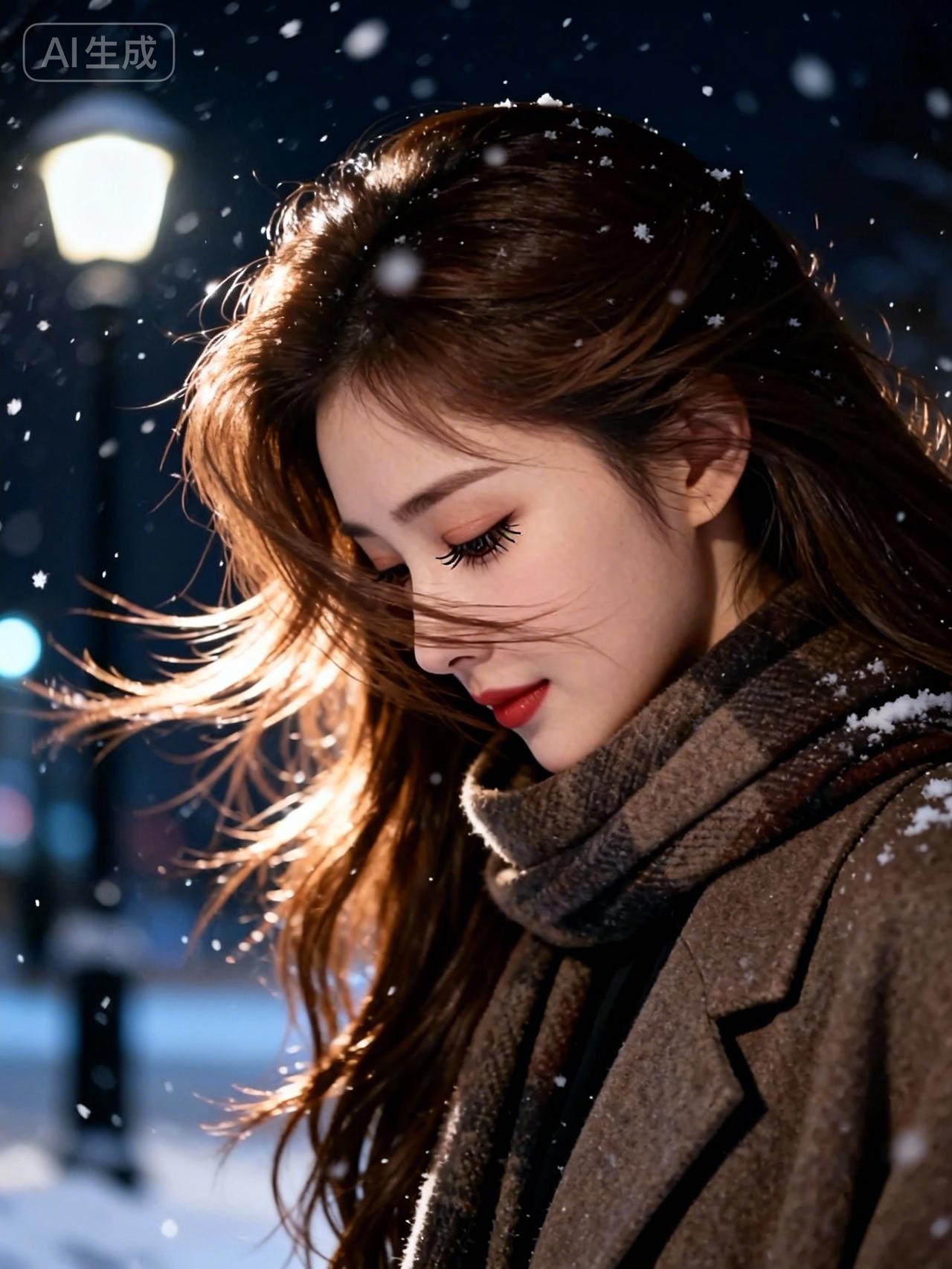 银珰垂碎星缠鬓，绛唇轻染墨云柔。