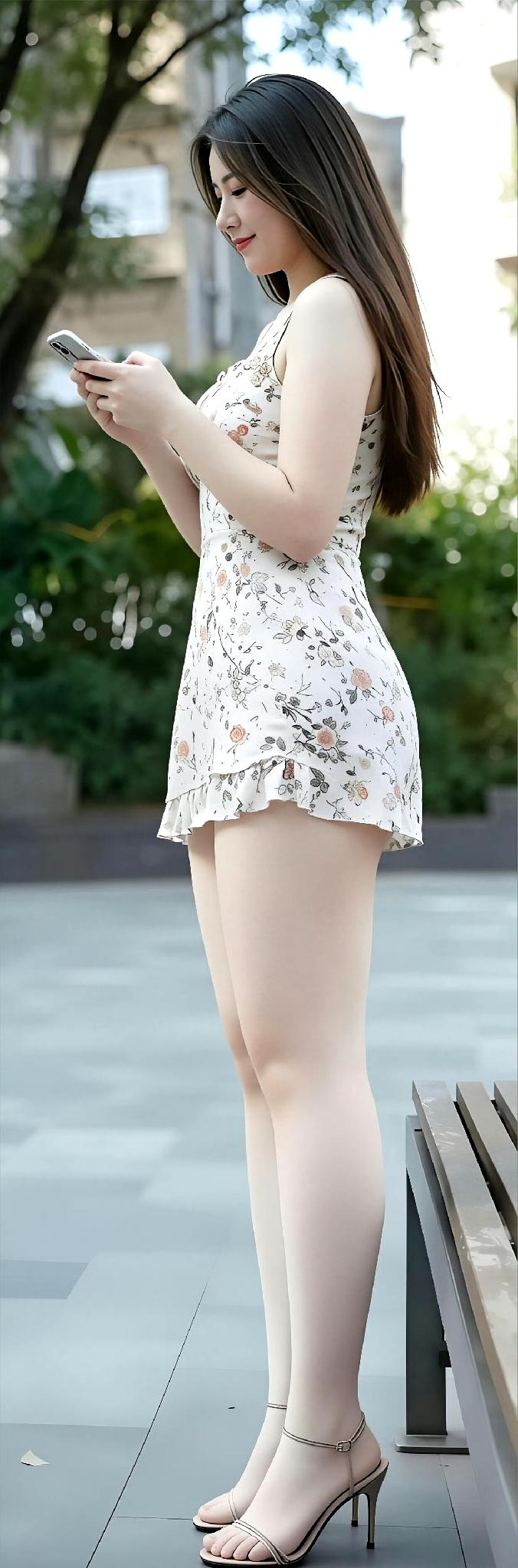 微胖气质少妇，镂丝白色短裙显身材。（需要点击拉长了看）分享你相册里的照片 分享您