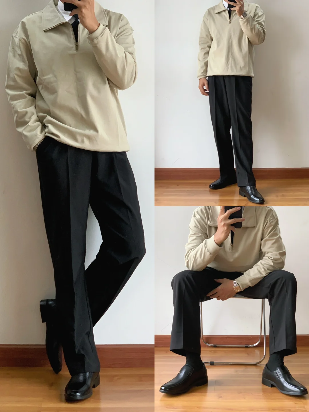 cozyfit💛男生秋冬通勤半拉链卫衣穿搭👔