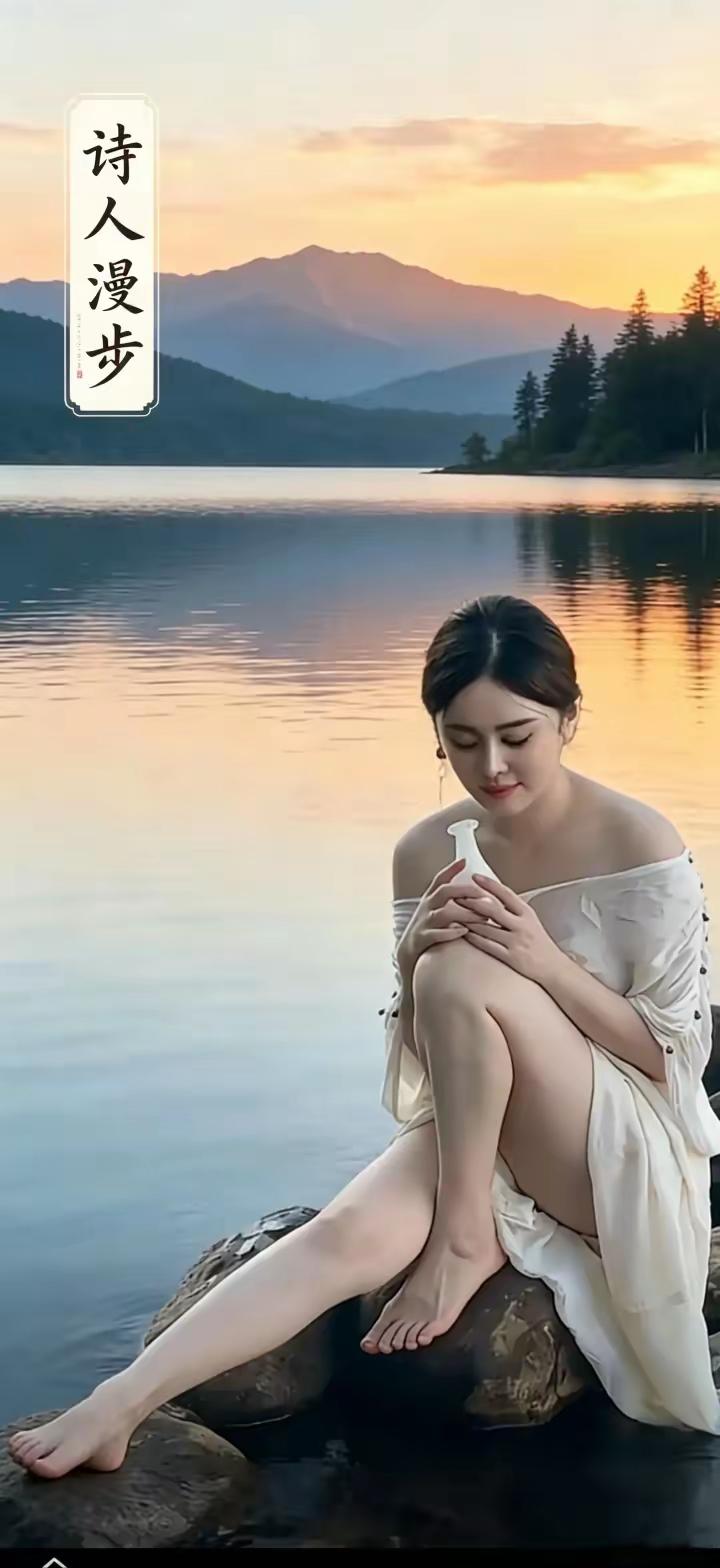 夕阳下的美女