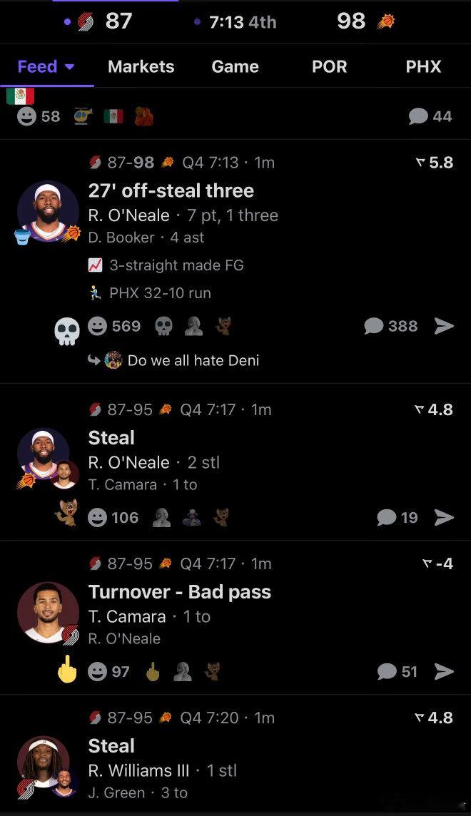 开拓者熟悉的断电了，但太阳保持了火力！这一波，打出了32比10！！！ 