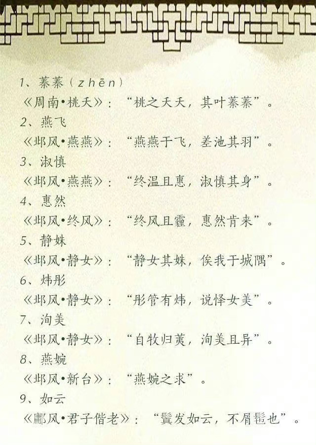 《诗经》中那些好听的名字，以后总会用得到，马住！