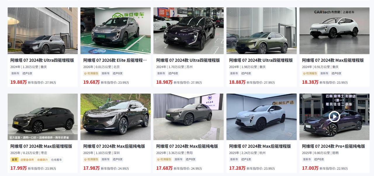 近日，有粉丝后台私信我：“我看二手平台上那辆阿维塔07才开了几千公里，价格比新车