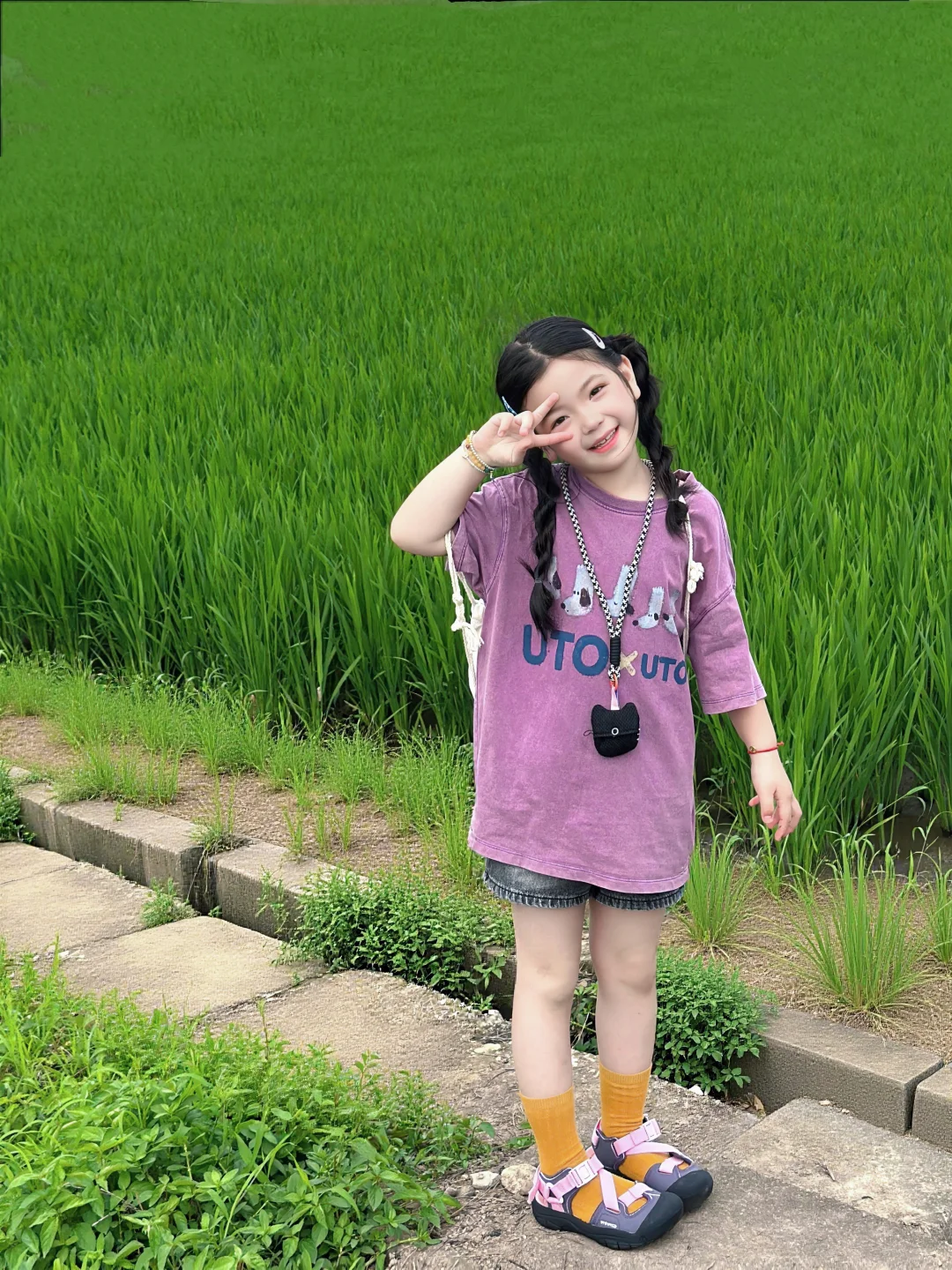 来，看稻田的小女孩👧🏻