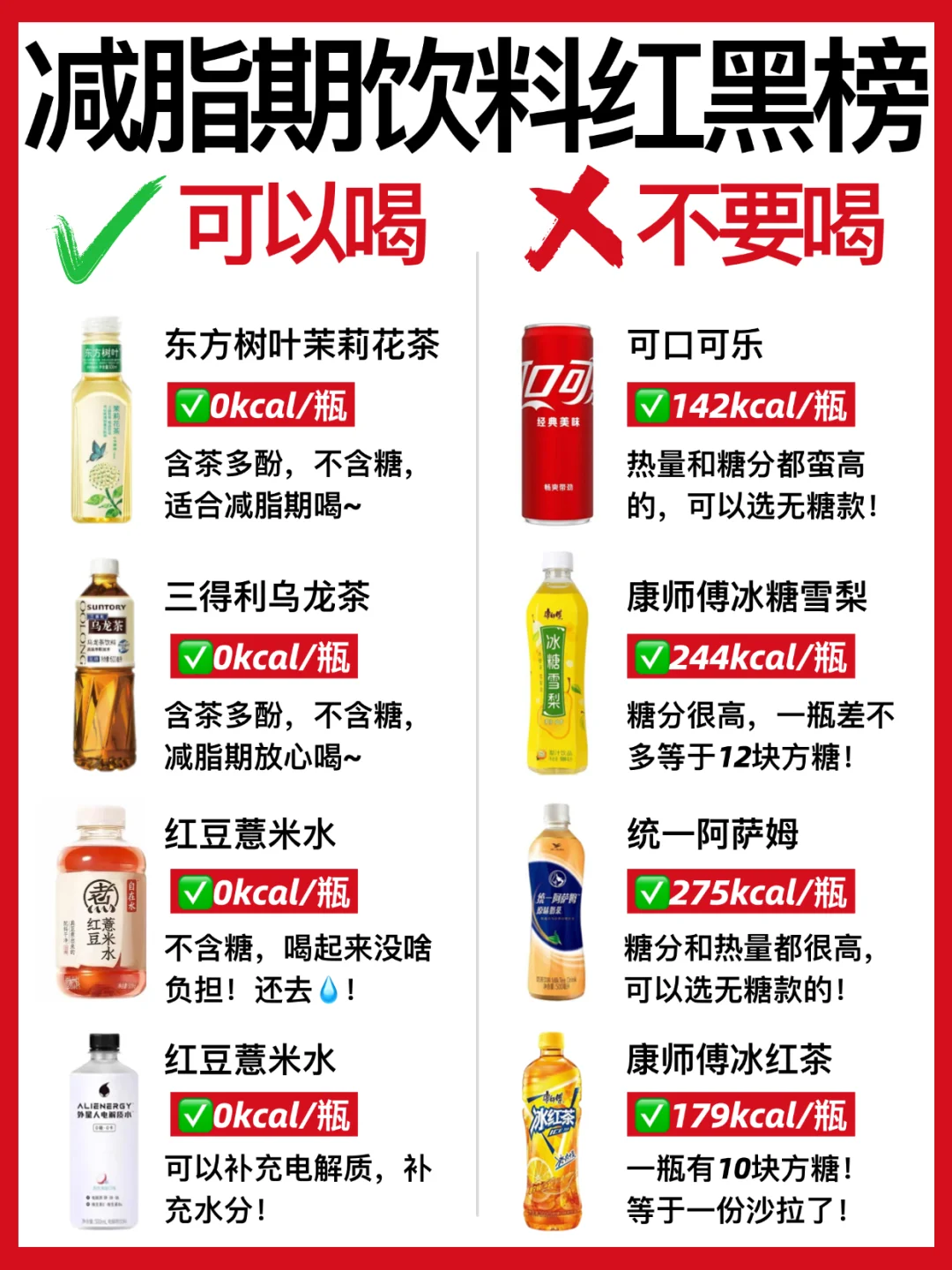 🔥减脂期超市饮料红黑榜‼️可以喝🆚少喝✅