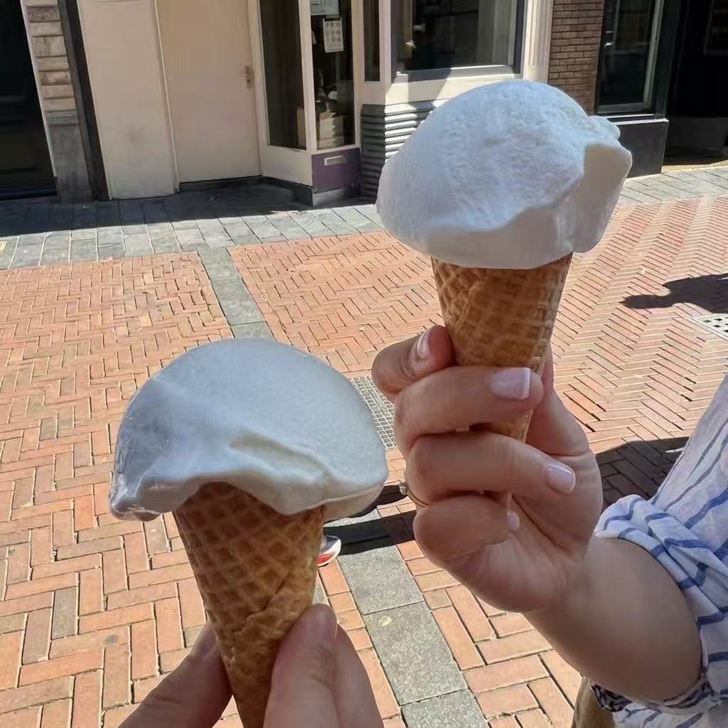 艾迪尔探店集 荷兰纯白脱口味的冰激凌 主打一个纯正 没有其他任何味道  很奇怪吃