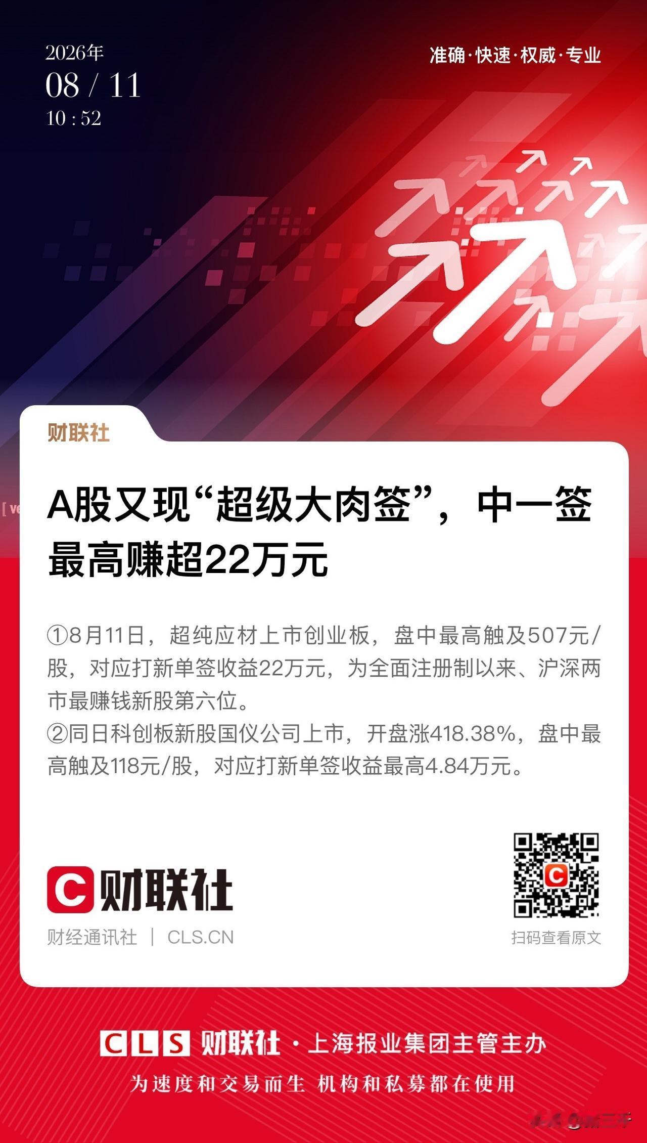 这“超级大肉签”咱啥时候祖坟冒青烟享受一回！
超纯应用材料上午大涨近700%，