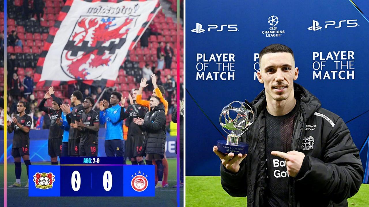 欧冠：勒沃库森主场0-0奥林匹亚科斯，总比分2-0晋级欧冠16强。
霍夫曼射门造