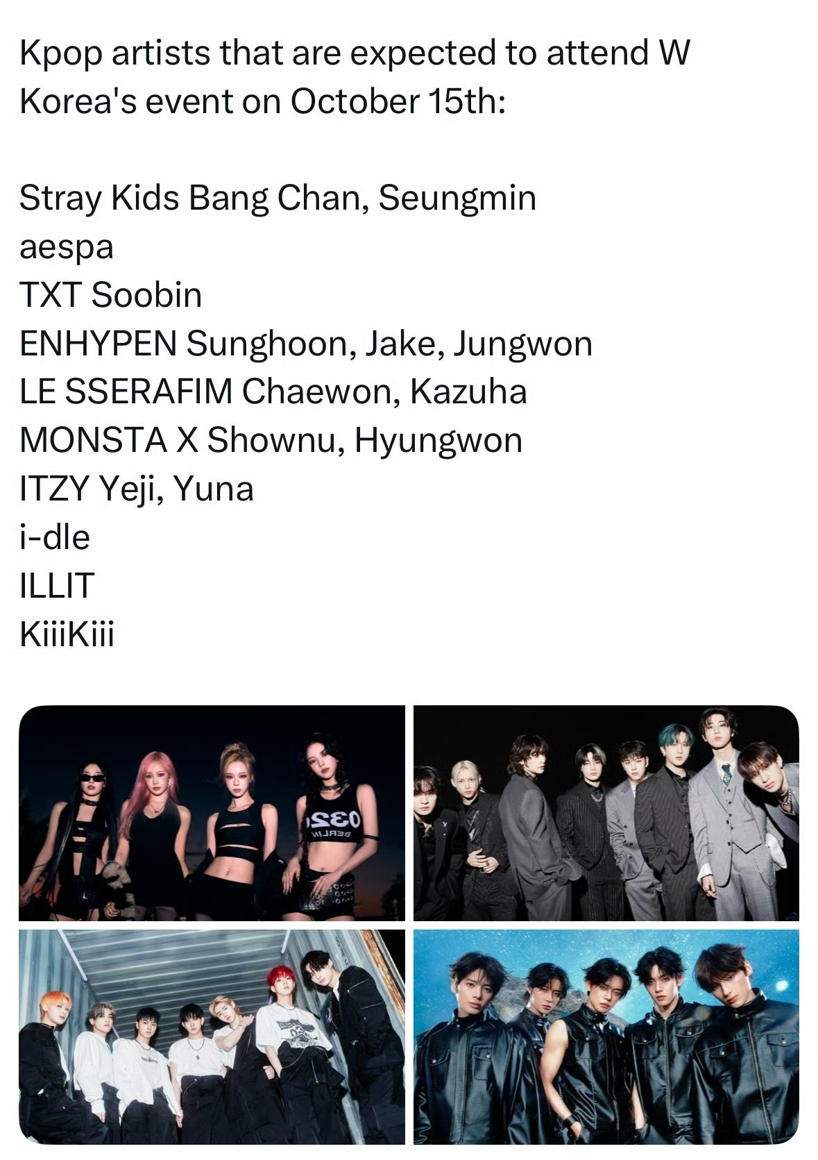 【twi】W Korea慈善晚宴2025kpop爱豆出席名单：Stray Kid