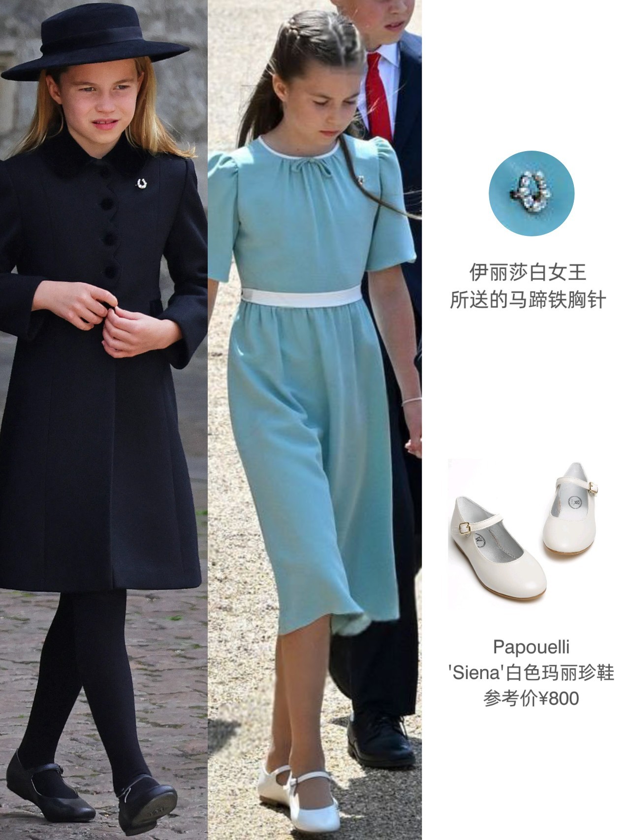 katemiddleton[超话] Lottie穿搭：和妈妈一致的湖蓝/白「母女