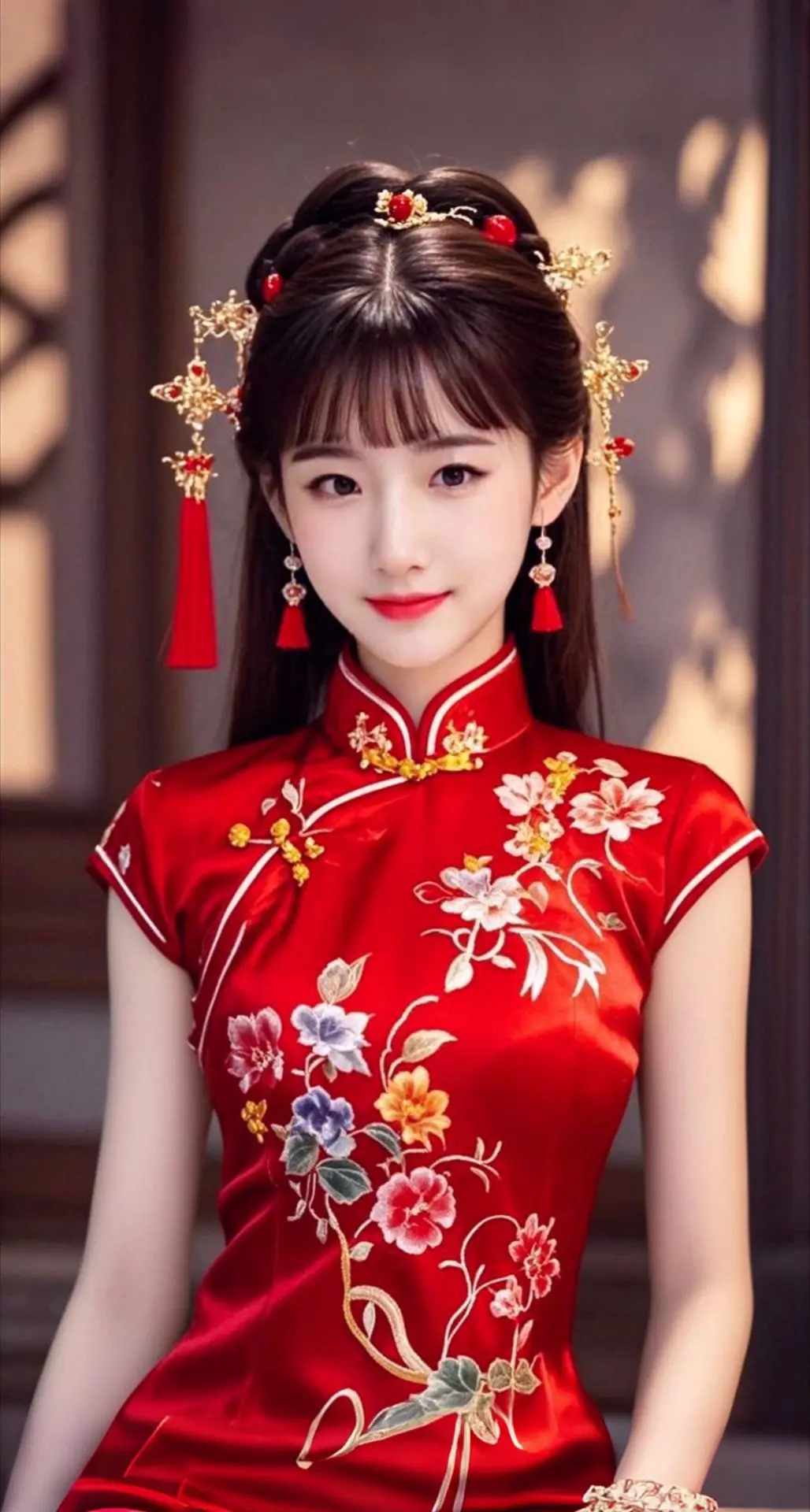 AI扩图 AI中式红颜