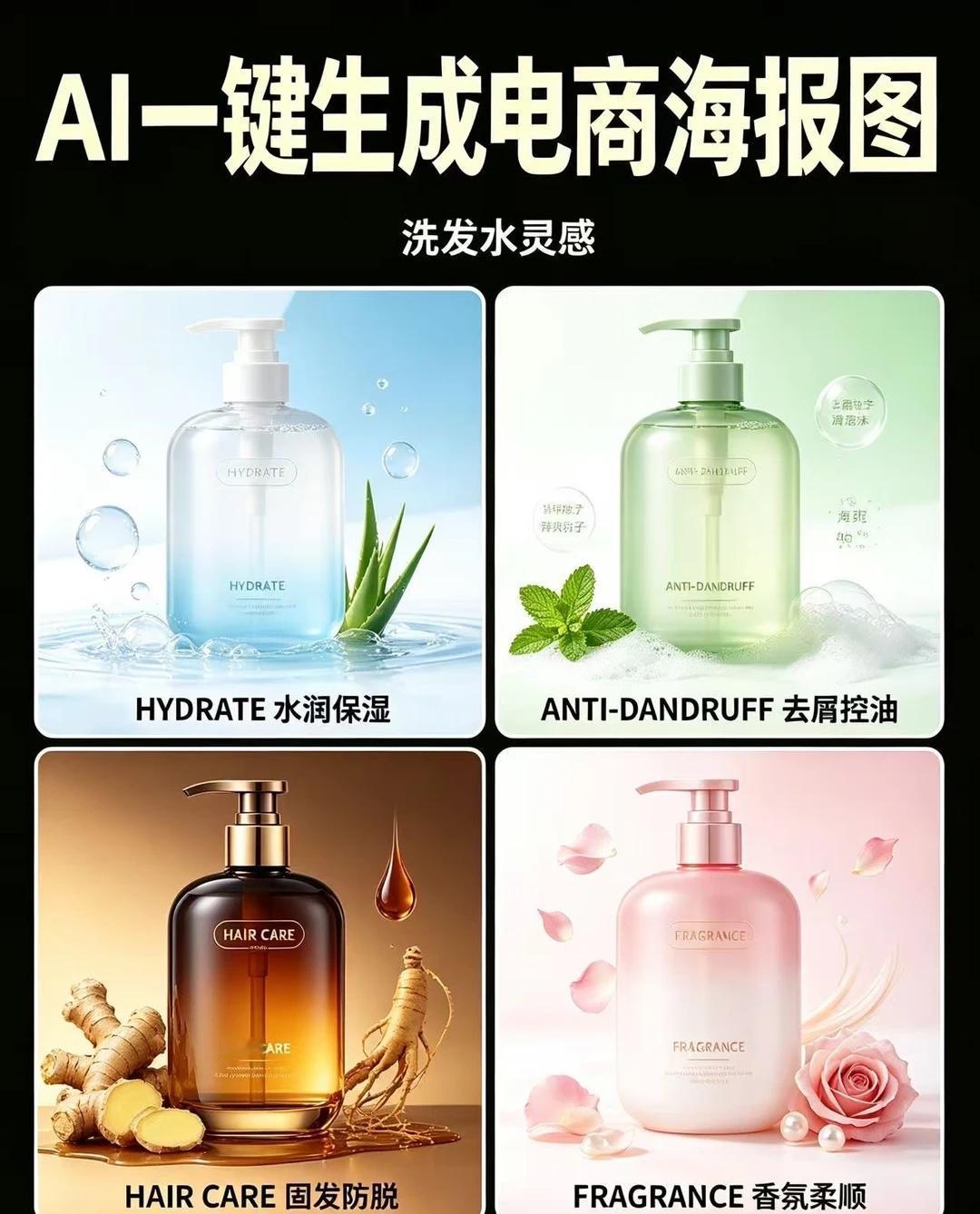 ai一键生成电商海报、洗发水海报
AI生图 电商设计 AI生成 AI画图 AI新
