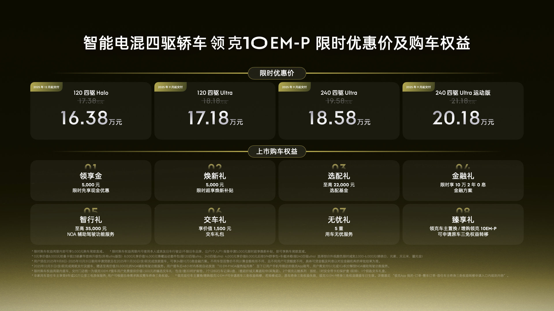 激光雷达是夜路的最佳辅助领克10EM-P的价格来了，共四个配置版本，叠加各种权益