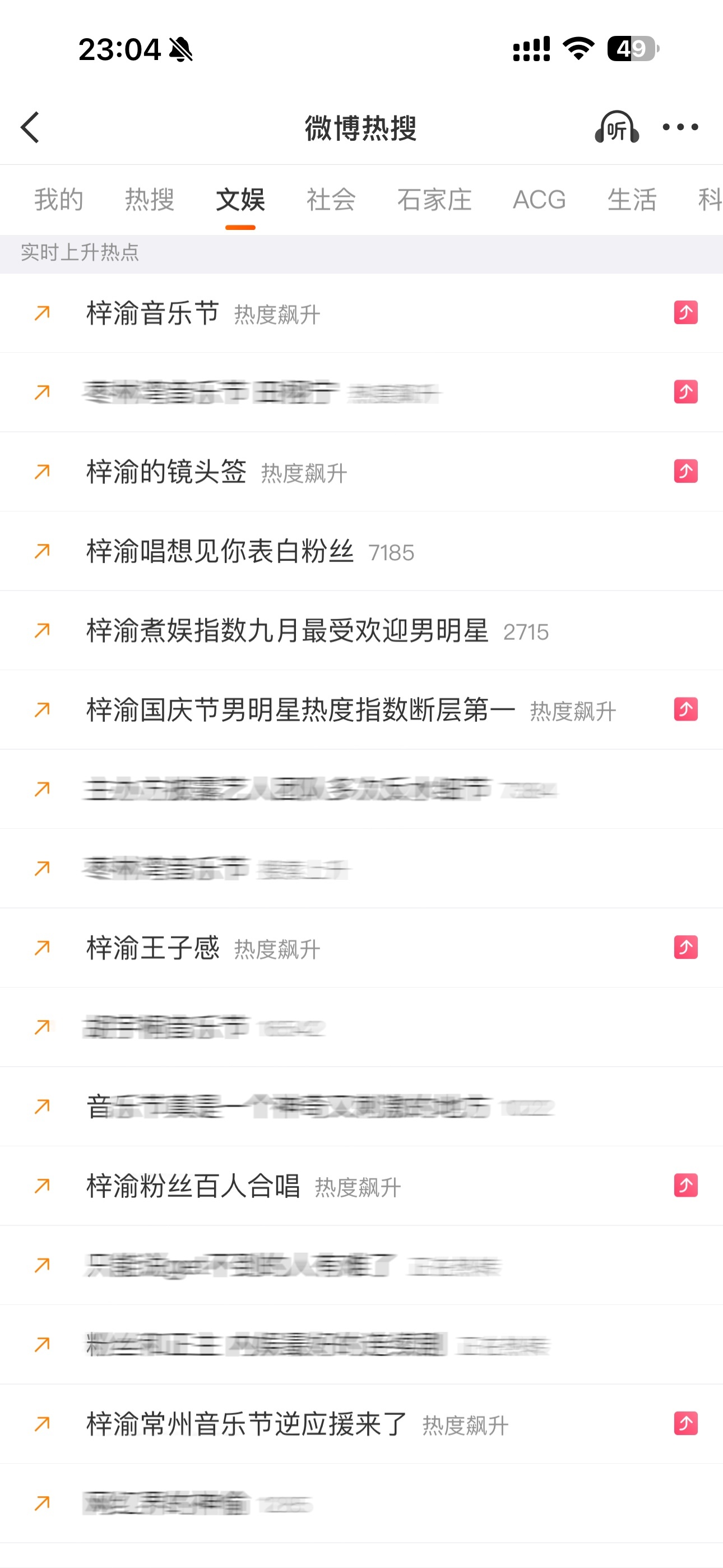 这个文娱榜上升热点要被梓渝霸屏了。 ​​​