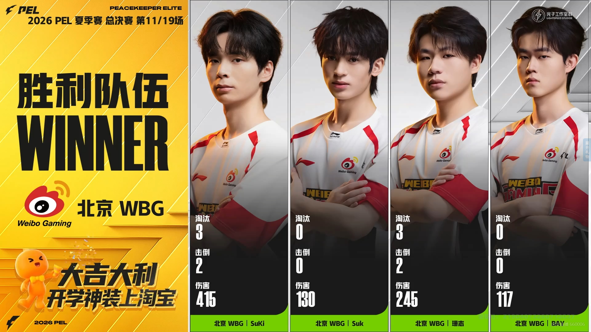 WBGSuKi独狼一穿三吃鸡吃鸡！！！K神！[打call][打call][打ca