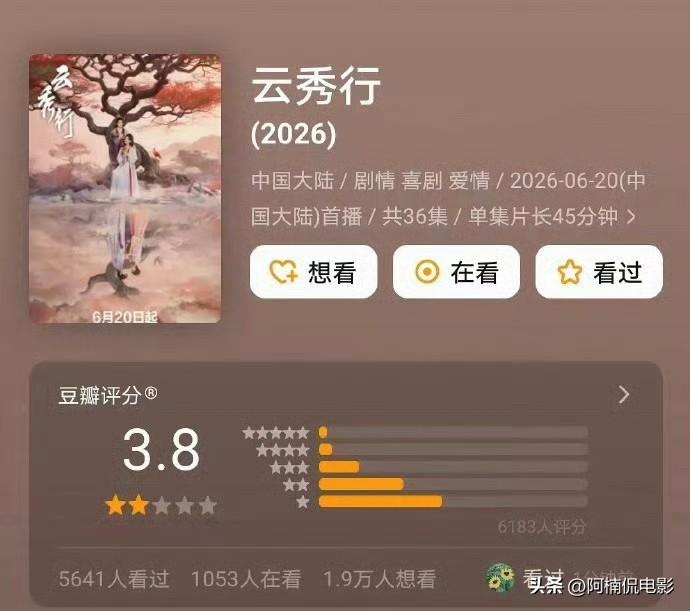 《云秀行》堪称年度最大笑话，顶配流量阵容全面碾压《冰湖重生》，积压整整三年才得以