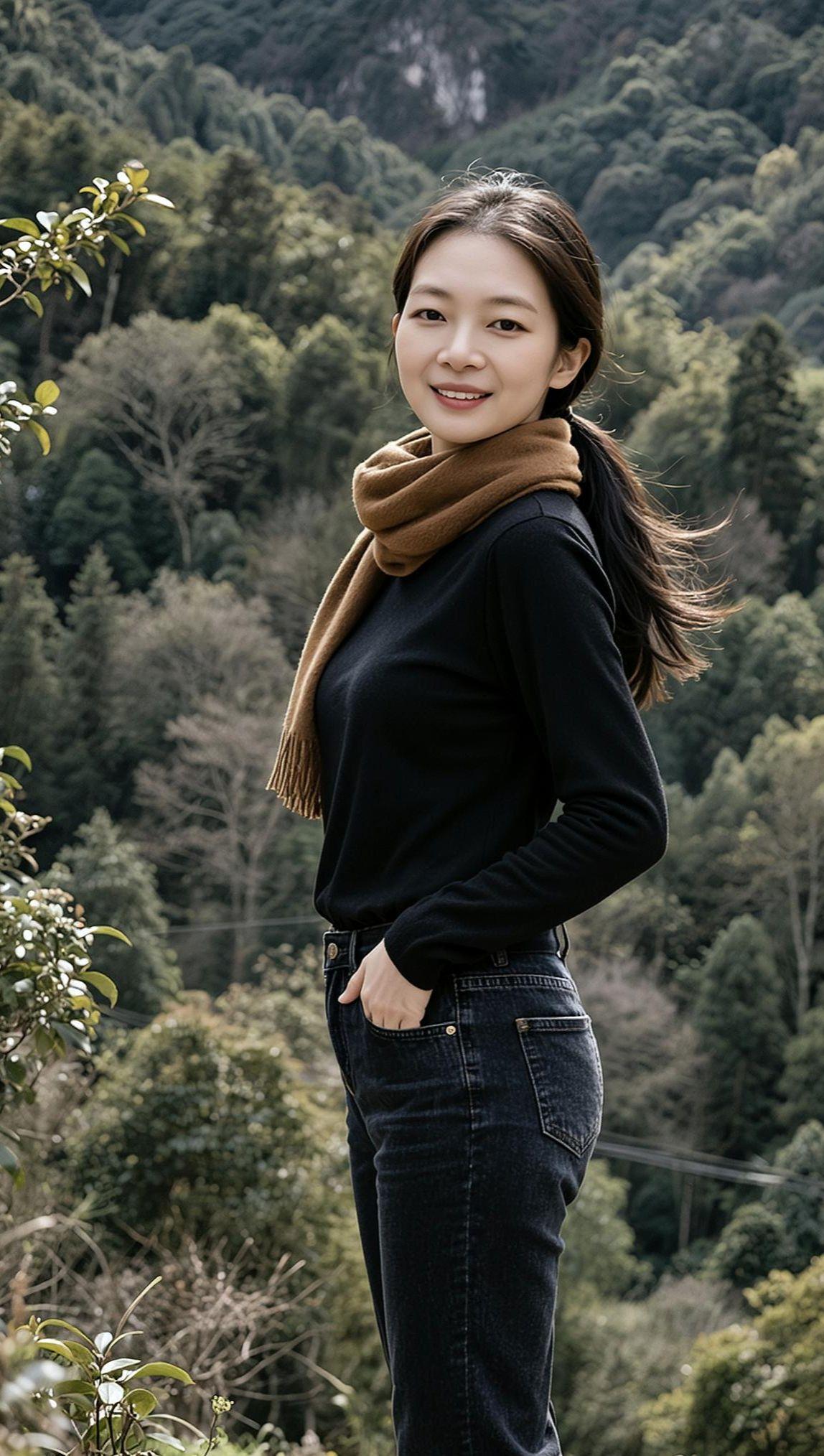 AI山林生活照 少女写真清纯甜美女孩 甜美女孩穿搭 优雅气质抖音ai创作