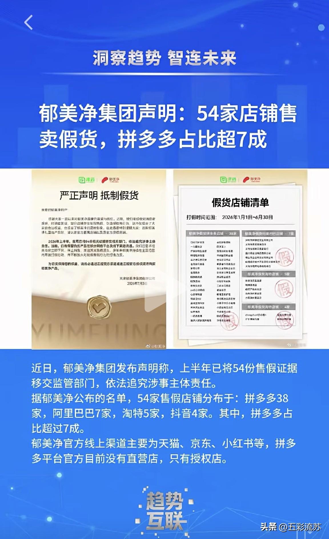 郁美净的做法值得推广。若平台审核存在疏漏，致使假货泛滥成灾，那么厂家或品牌有责任