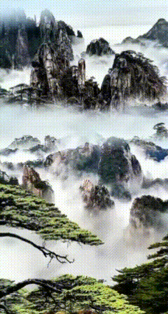 黄山坐落于安徽黄山，是世界文化与自然双重遗产，以奇松、怪石、云海、温泉、冬雪“五
