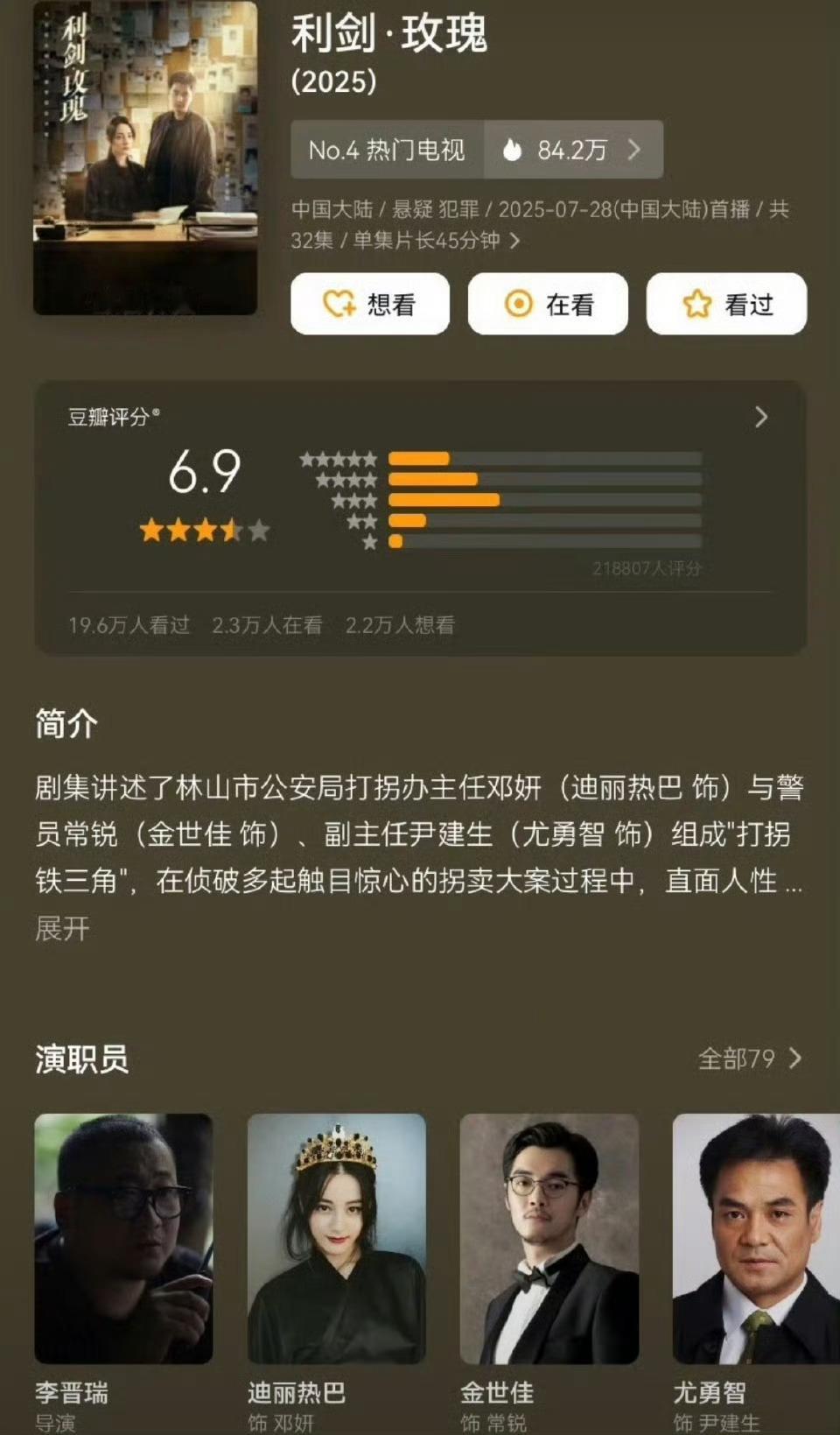迪丽热巴利剑玫瑰db开分6.9，高了还是低了？ ​​​