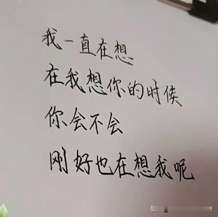 我一直在想
在我想你的时候
你会不会
刚好也在想我呢
我想你了
你呢
在想我吗？