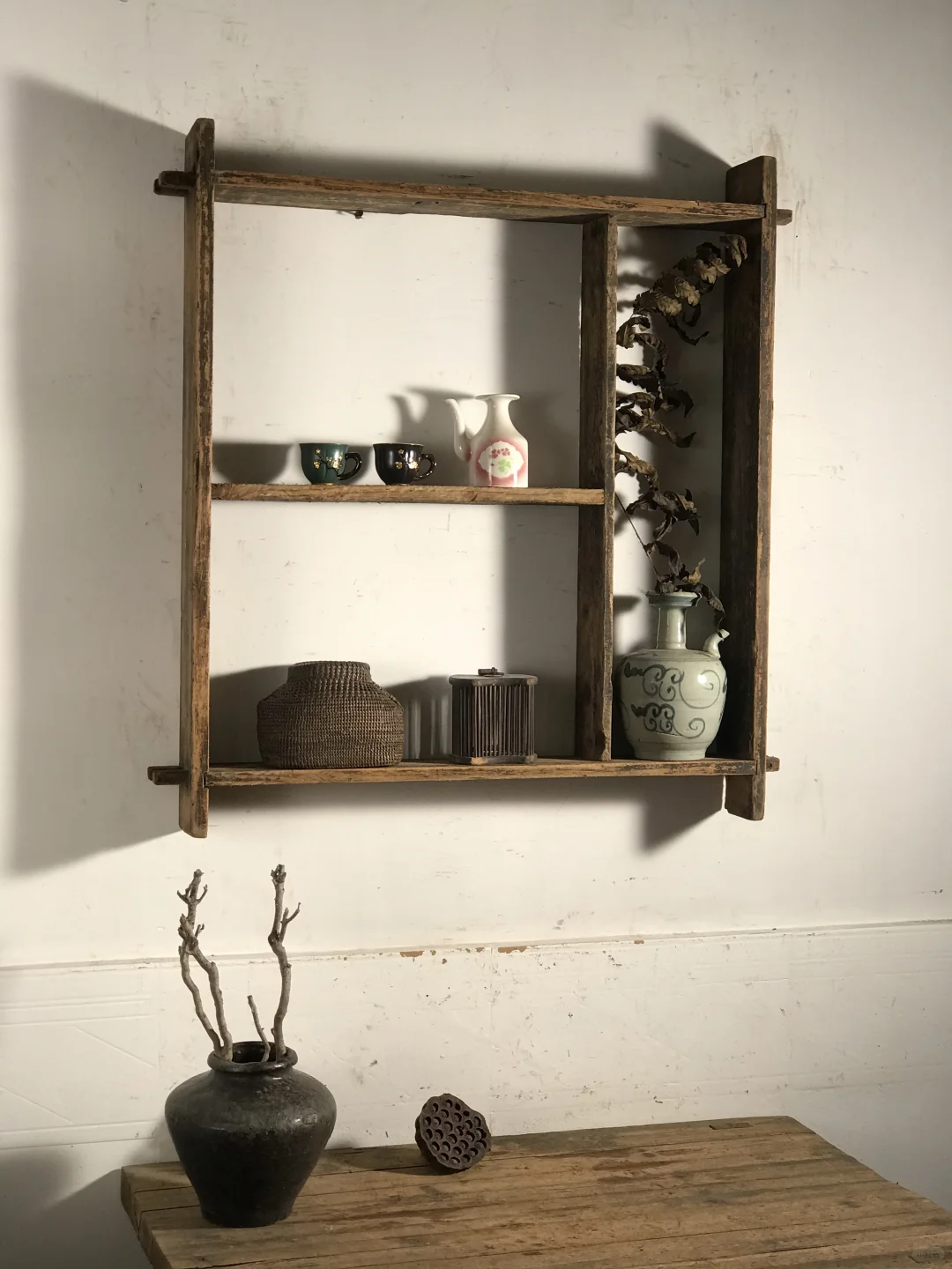 茶具柜、壁挂置物格；民宿、茶室极简侘寂壁挂