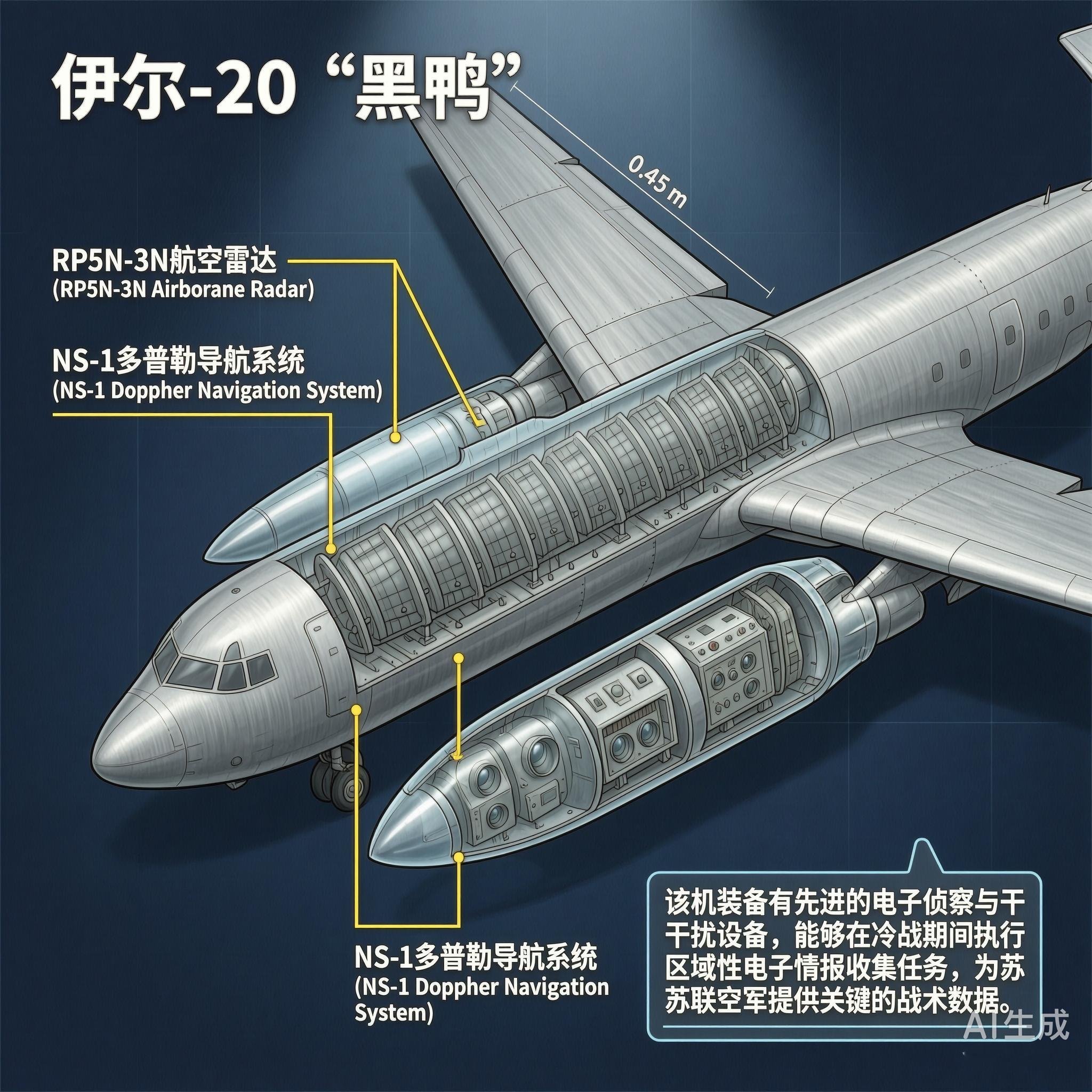 军事ai新视野 俄罗斯伊尔-20“黑鸭”侦察机伊尔-20“黑鸭”（Coot）侦察