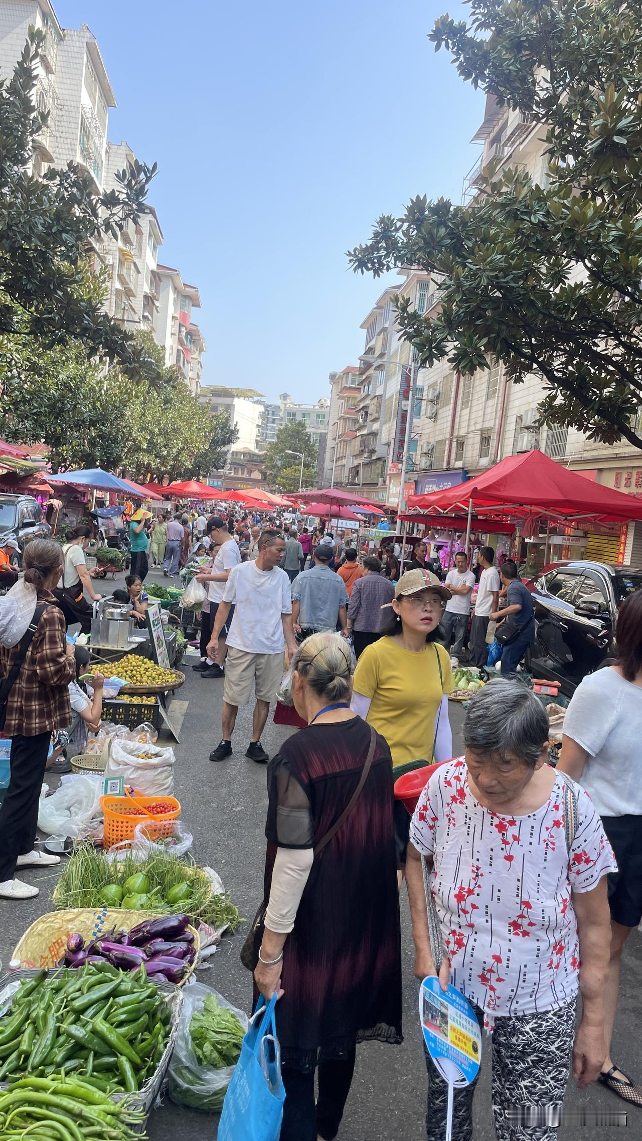 城中称逛集市。
跟着表婶去买菜，才知道贵阳市还有赶集之地。当天不是正日子，一条大