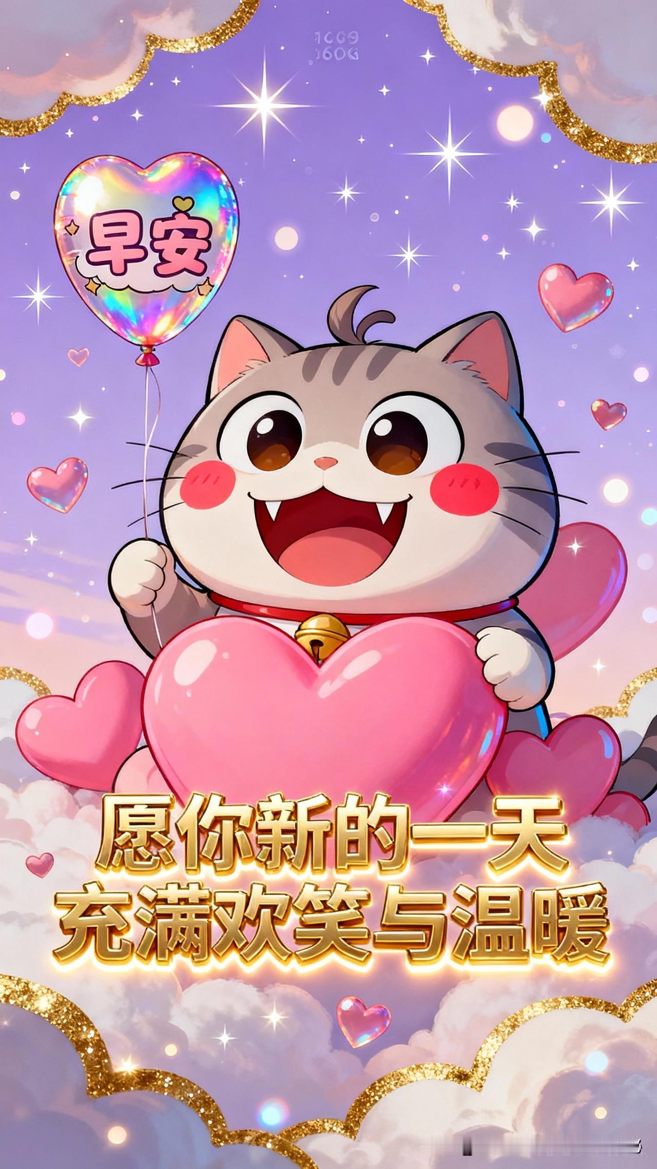 早安！朋友！暖心早安祝福语 早晨一句祝福 我是大脸猫，我来了！
薪的一天开始了，