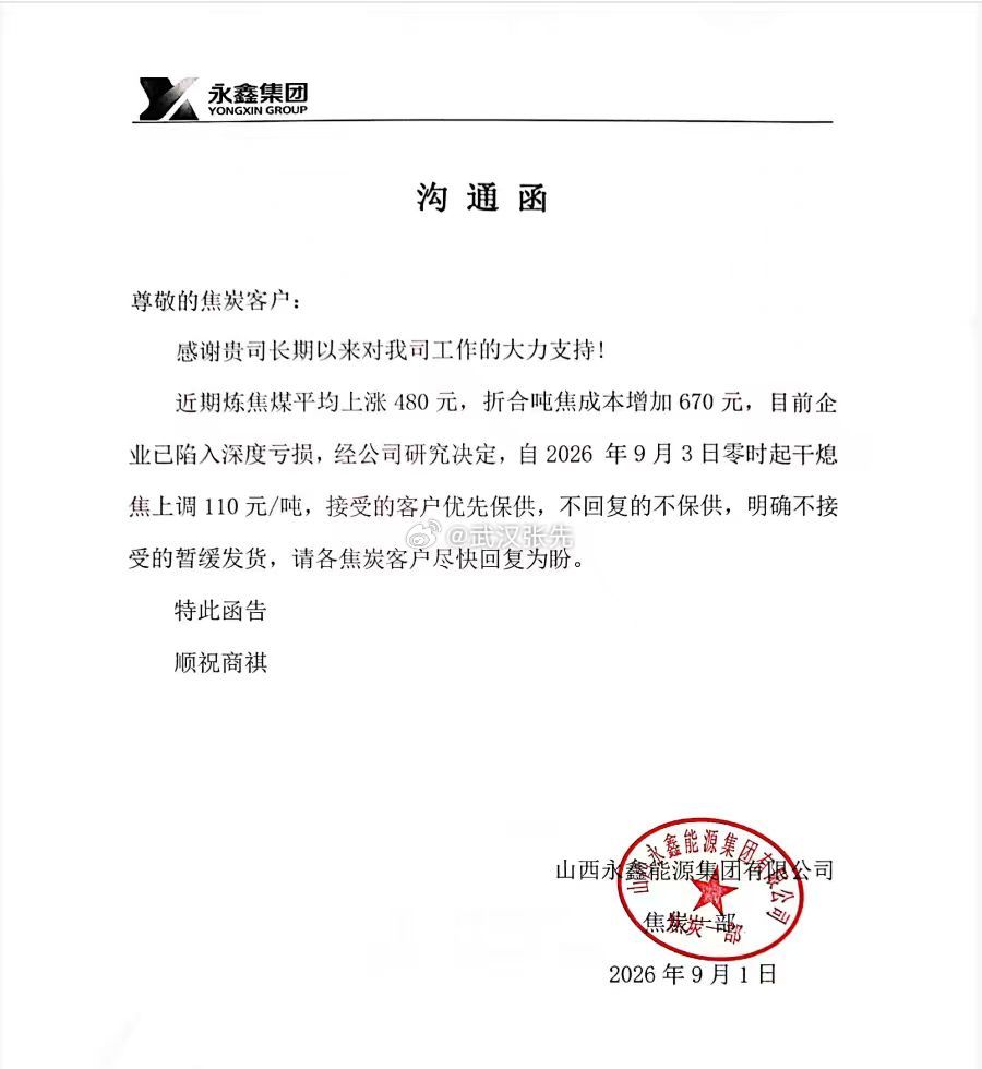 焦炭开始第四轮提涨。期货 ​​​