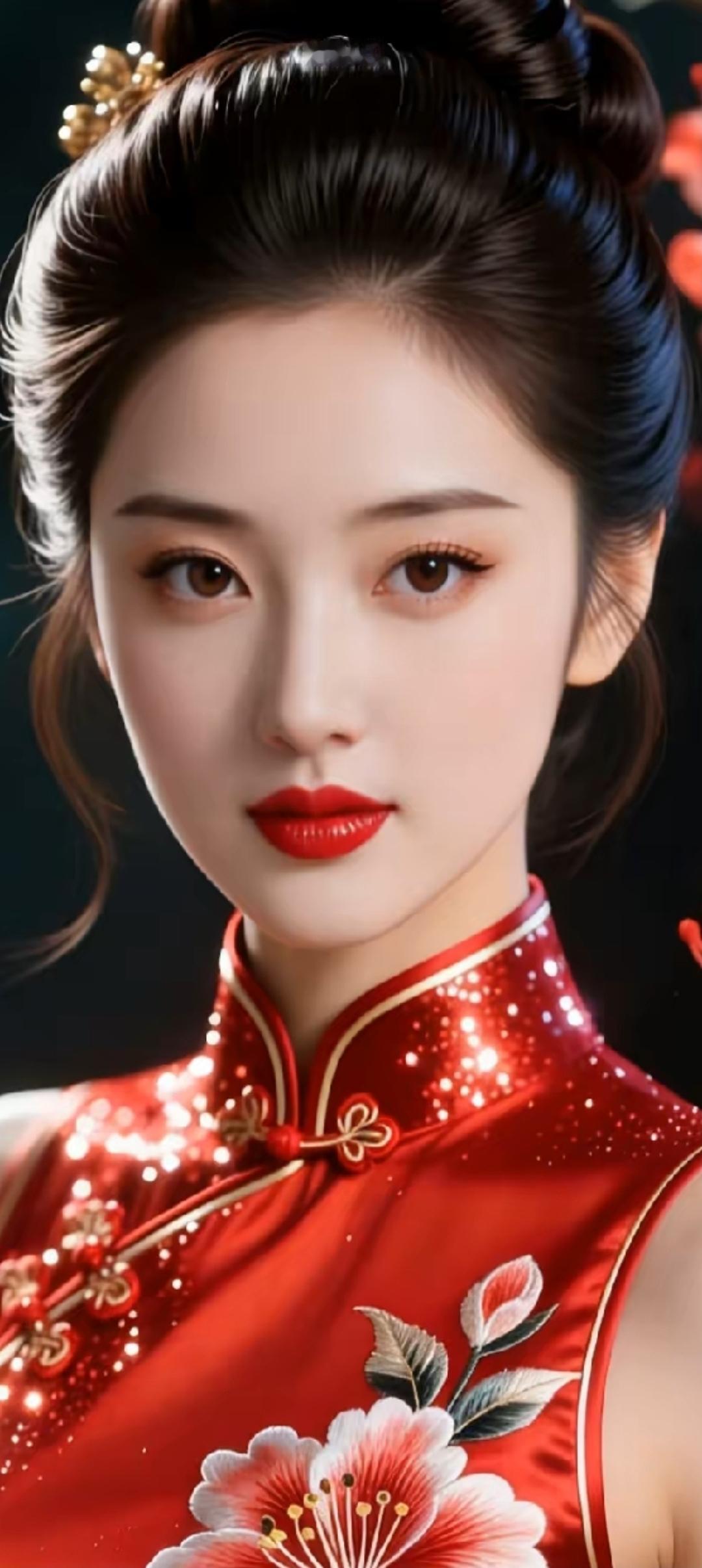 红衣美人，惊艳夺目，古典韵味，尽显东方之美！