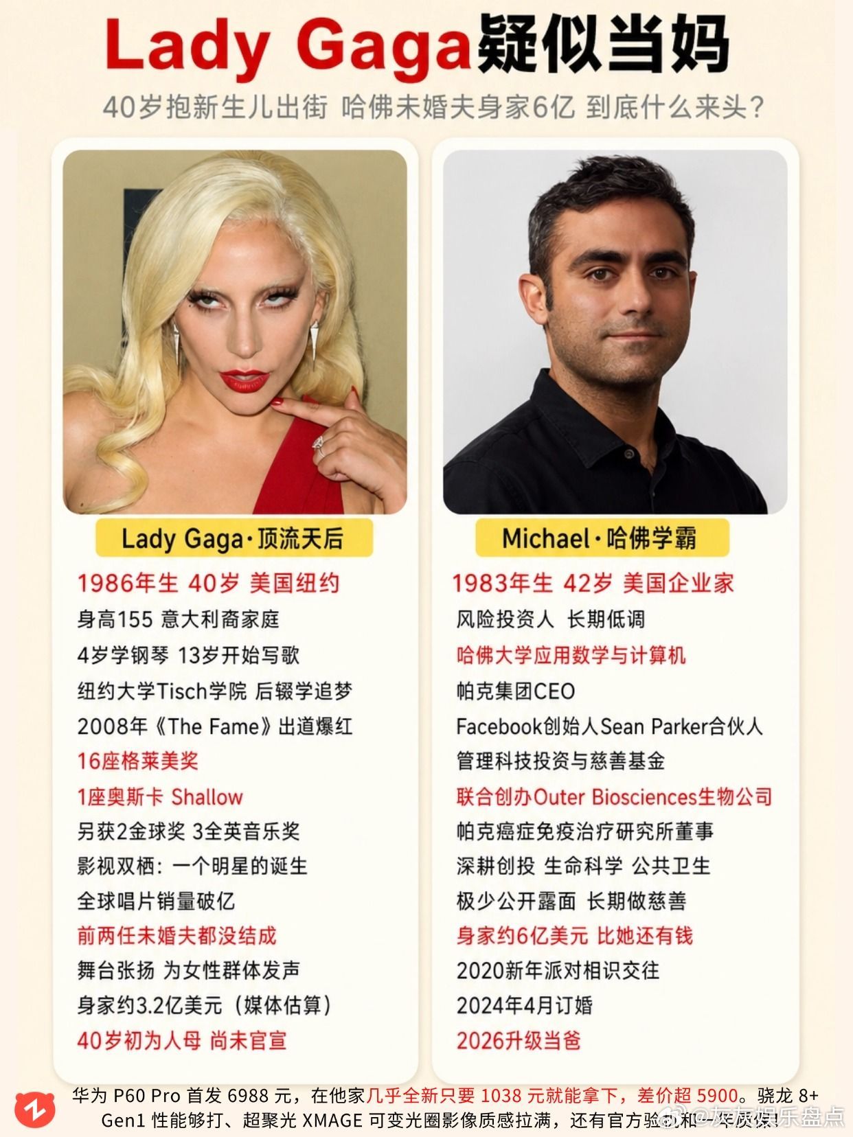 Lady gaga当妈了，未婚夫好有实力。LadyGaga Michael 格莱