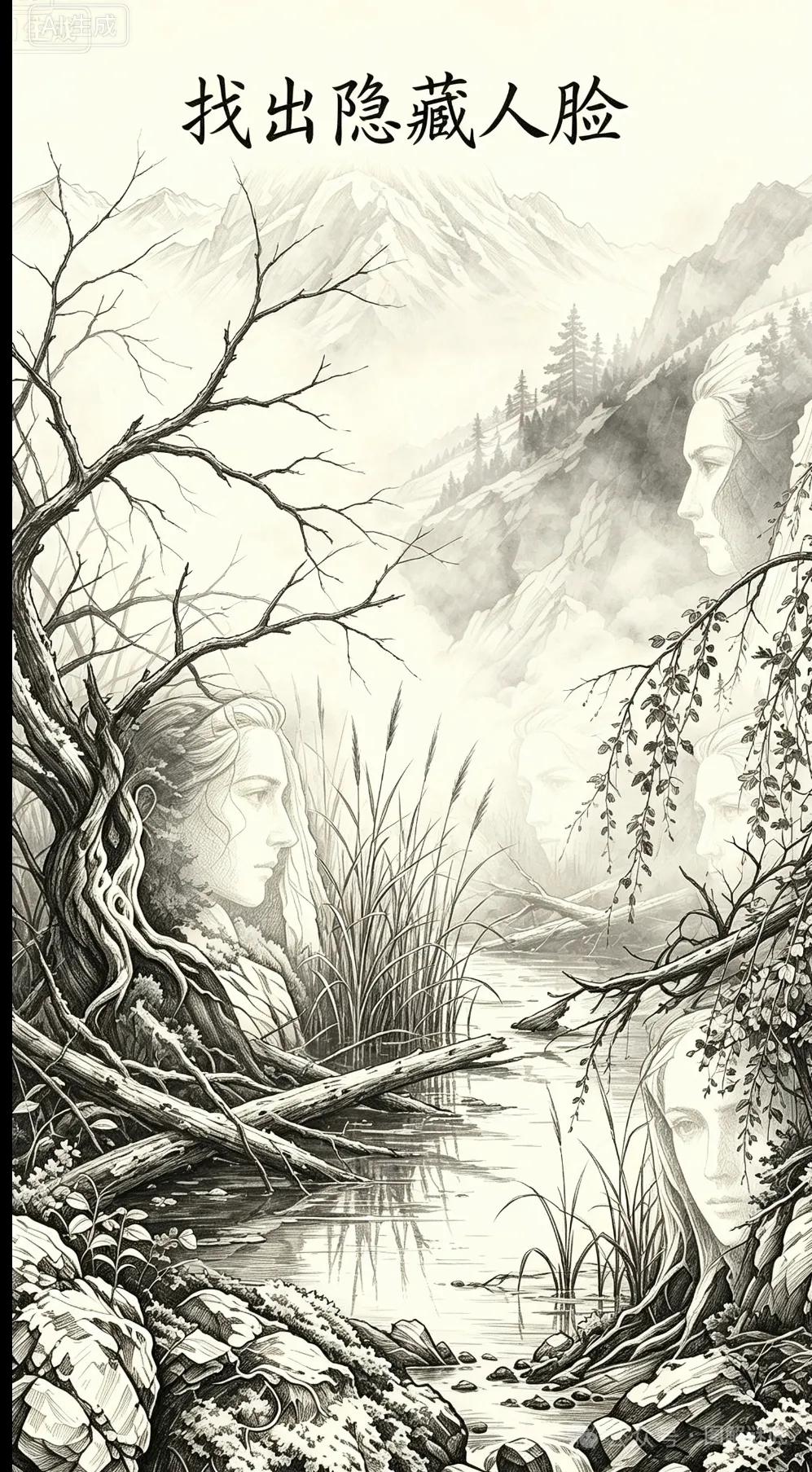 看图识脸？
这幅阴雨山水画看着云雾缭绕，却藏着6张人脸，你能找到吗，快来试试你的